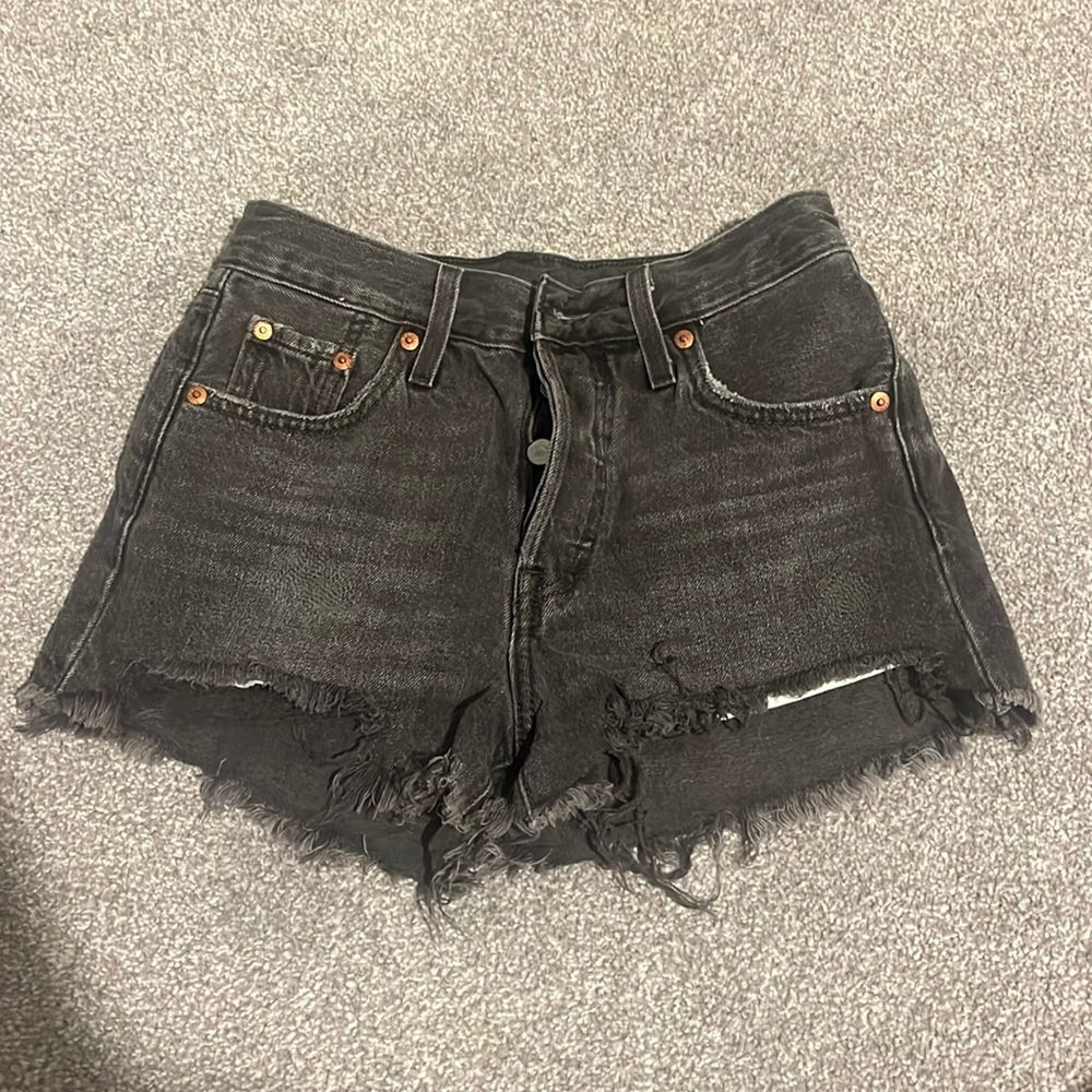 Levi’s washed black denim shorts